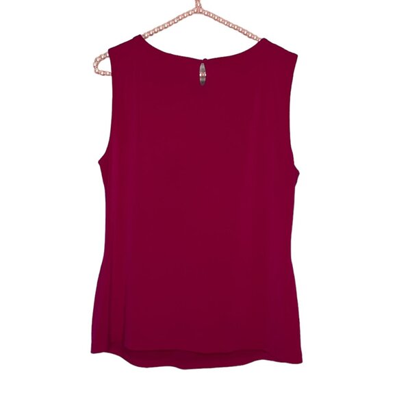 Ivanka Trump Medium M Fuchsia Pleat Neck Stretch Knit Sleeveless Shell Top - Picture 2 of 5